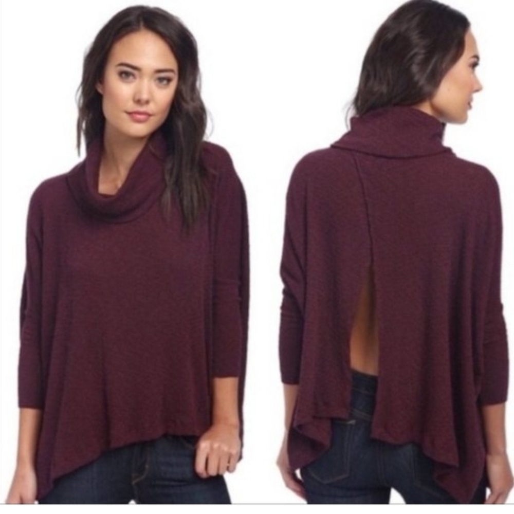 Free People Juicy Long Sleeve Top in Wine Size M